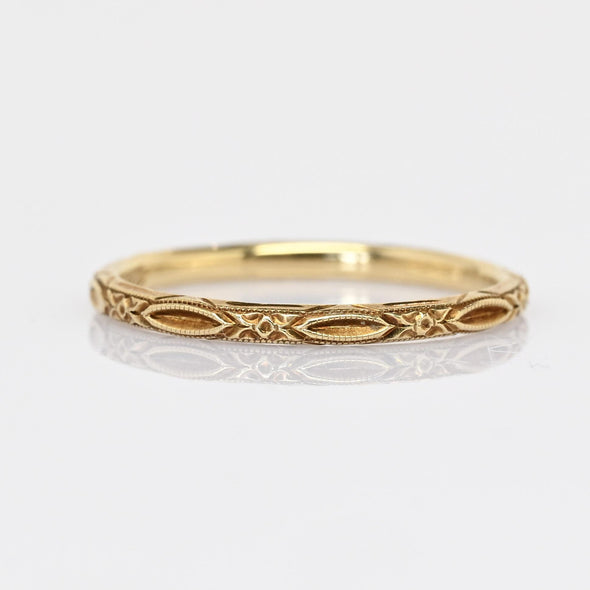 1922 Antique Art Deco Wedding Band 14k Yellow Gold Ring Sz 6