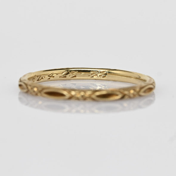1922 Antique Art Deco Wedding Band 14k Yellow Gold Ring Sz 6