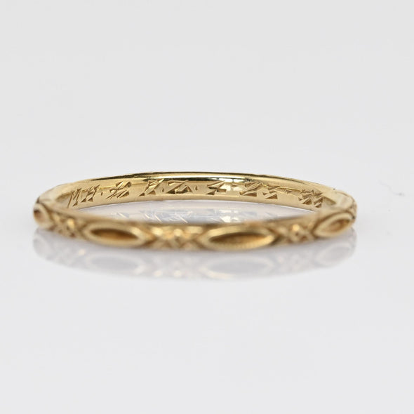 1922 Antique Art Deco Wedding Band 14k Yellow Gold Ring Sz 6