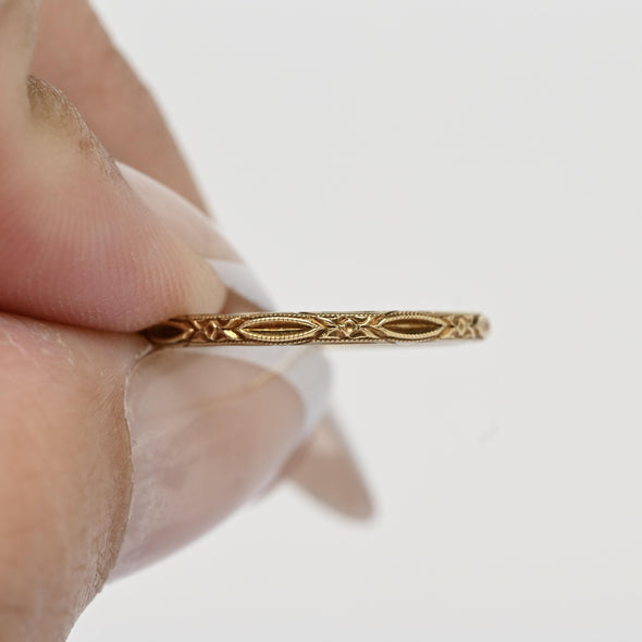 1922 Antique Art Deco Wedding Band 14k Yellow Gold Ring Sz 6