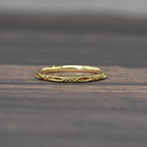 1922 Antique Art Deco Wedding Band 14k Yellow Gold Ring Sz 6