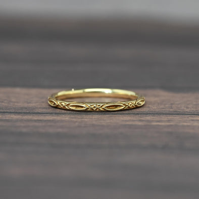1922 Antique Art Deco Wedding Band 14k Yellow Gold Ring Sz 6
