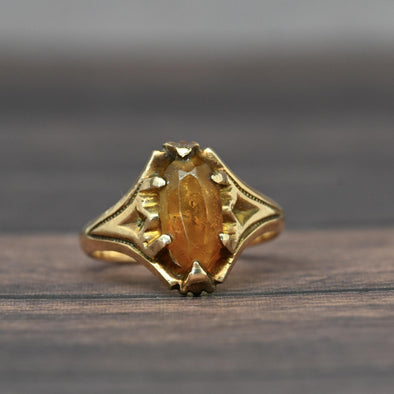 Victorian Spessartite Garnet Orange Oval Yellow Gold Ring