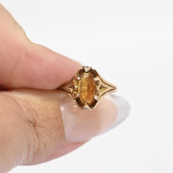 Victorian Spessartite Garnet Orange Oval Yellow Gold Ring