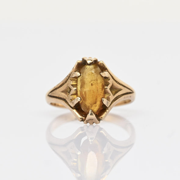 Victorian Spessartite Garnet Orange Oval Yellow Gold Ring