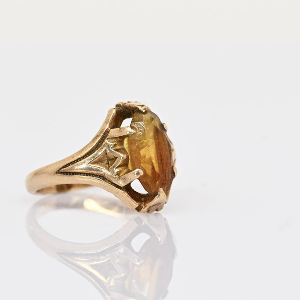 Victorian Spessartite Garnet Orange Oval Yellow Gold Ring
