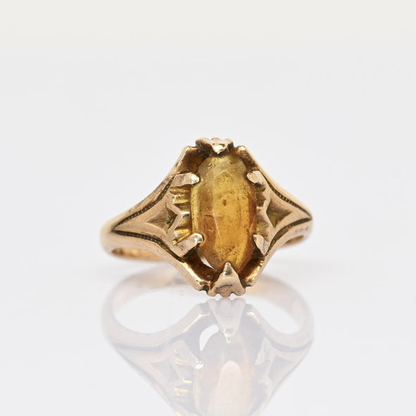 Victorian Spessartite Garnet Orange Oval Yellow Gold Ring
