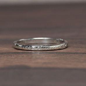 Art Deco 2mm Wedding Band 18k White Gold Ring sz 6