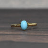 Antique Oval Turquoise Talon Prong Yellow Gold Solitaire Ring