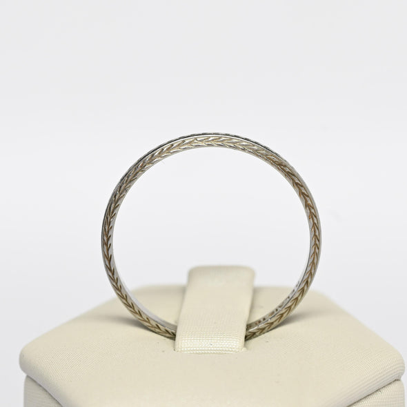 Belais Art Deco Chevron Wedding Band 18K White Gold Ring sz 10