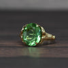Uranium Glass Green Oval Yellow Gold Retro Solitaire Ring 1940s
