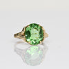 Uranium Glass Green Oval Yellow Gold Retro Solitaire Ring 1940s