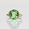 Uranium Glass Green Oval Yellow Gold Retro Solitaire Ring 1940s