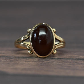 Vintage Carnelian Oval Cab Yellow Gold Ring