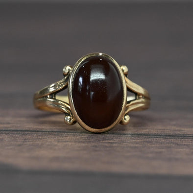 Vintage Carnelian Oval Cab Yellow Gold Ring