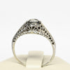 Art Deco Diamond Solitaire 18k White Gold Filigree Ring