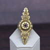 Long Cocktail Ring w Ruby and Rose Cuts Antique 15K Yellow Gold Chester UK 1834