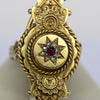 Long Cocktail Ring w Ruby and Rose Cuts Antique 15K Yellow Gold Chester UK 1834