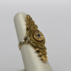 Long Cocktail Ring w Ruby and Rose Cuts Antique 15K Yellow Gold Chester UK 1834