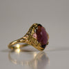 Vintage 10K Glass Ring with Rose and Green Gold Accents