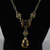 Art Deco Citrine Drop Pendant 14k Yellow Gold Necklace