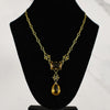Art Deco Citrine Drop Pendant 14k Yellow Gold Necklace