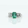 Circa 1920's Art Deco Platinum GIA Certified F1 Natural Zambian Emerald&Diamond