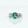 Circa 1920's Art Deco Platinum GIA Certified F1 Natural Zambian Emerald&Diamond