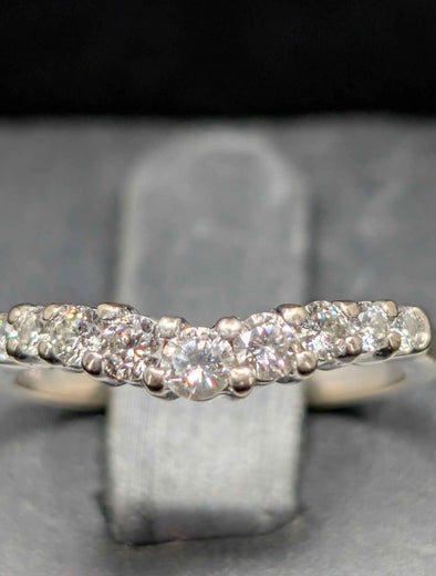 Checkout for Mary Jane - 14k white gold natural diamond contoured band sz. 6