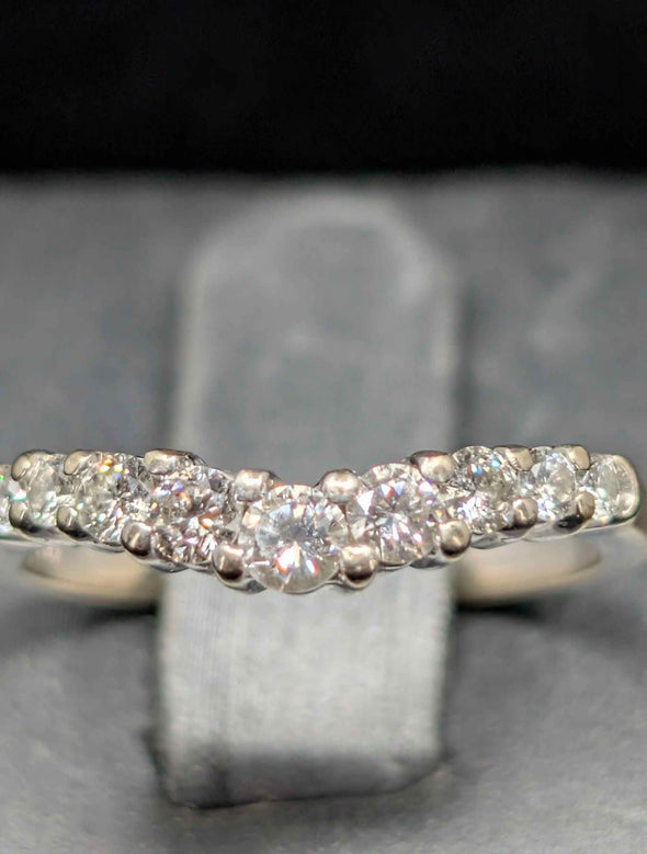 Checkout for Mary Jane - 14k white gold natural diamond contoured band sz. 6