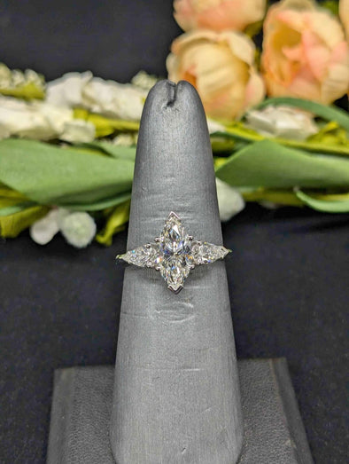 Custom link for Arial 14k white gold approx 2cttw 3 stone marquise and pear Lab grown diamond ring with IGI report