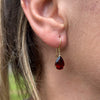 14K Yellow Gold Pear Faceted Garnet Shepard's Hook Earrings