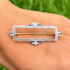 Edwardian Diamond and Sapphire Platinum over 18k Yellow Gold Rectangle Brooch