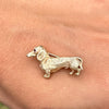 Dachshund 14K Yellow Gold Ruby Eye Dog Brooch by William Ruser