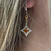 Citrine Dangle Earrings w. 1/2ctw Diamonds in 18K White Gold