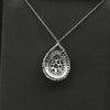 Tri Color Black, White, Brown Diamond Pear Shape Pendant 14k White Gold Necklace