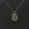 Tri Color Black, White, Brown Diamond Pear Shape Pendant 14k White Gold Necklace