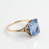 Vintage Blue Rectangle Spinel 10K Gold Ring