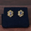 Tanzanite & Diamond Flower Cluster 14k Gold Earrings