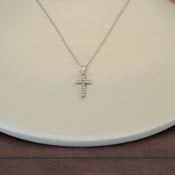 Diamond Cross 14k White Gold Pendant