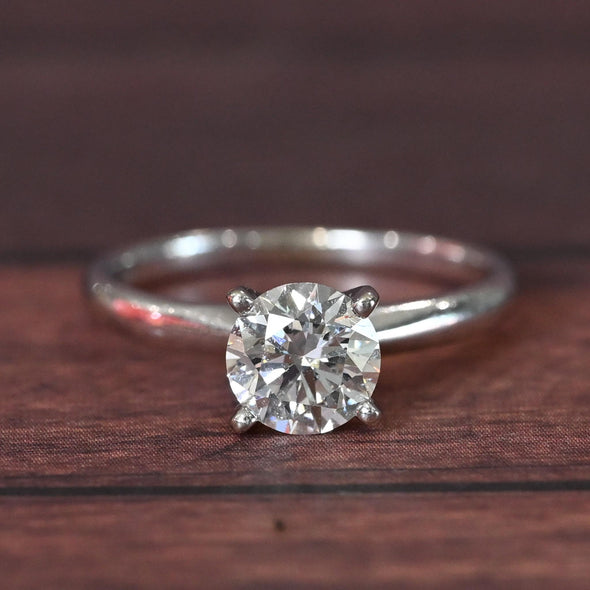 1.03ct Round Lab Grown Diamond 14k White Gold Solitaire Ring w IGI