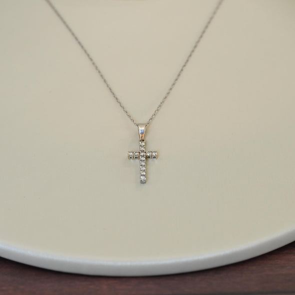 Diamond Cross 14k White Gold Pendant