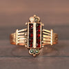 Victorian Garnet & Seed Pearl Yellow Gold Ring "Jane" Dated 1886