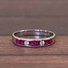 Vintage Ruby and Diamond Band 18k White Gold Ring