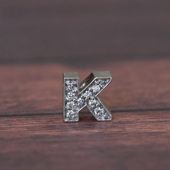 Diamond "K" 14k White Gold Pendant