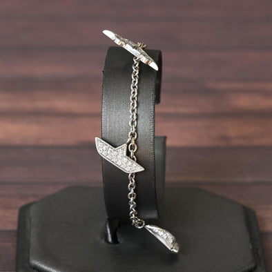 Vintage Italian Designer Diamond Travel Motif 18k White Gold Charm Bracelet