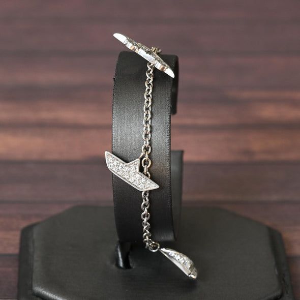 Vintage Italian Designer Diamond Travel Motif 18k White Gold Charm Bracelet