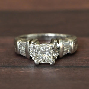 1.83ctw Princess Cut Diamond Platinum Engagement Ring w IGI