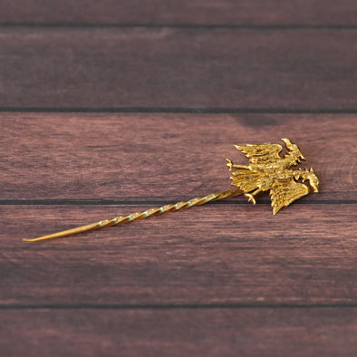Two Headed Eagle 14k Gold Stick Pin