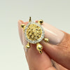 Diamond Turtle 14k Yellow Gold Brooch